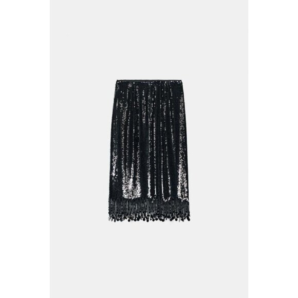 ZARA ZW COLLECTION LONG SEQUIN SKIRT - Picture 4 of 5